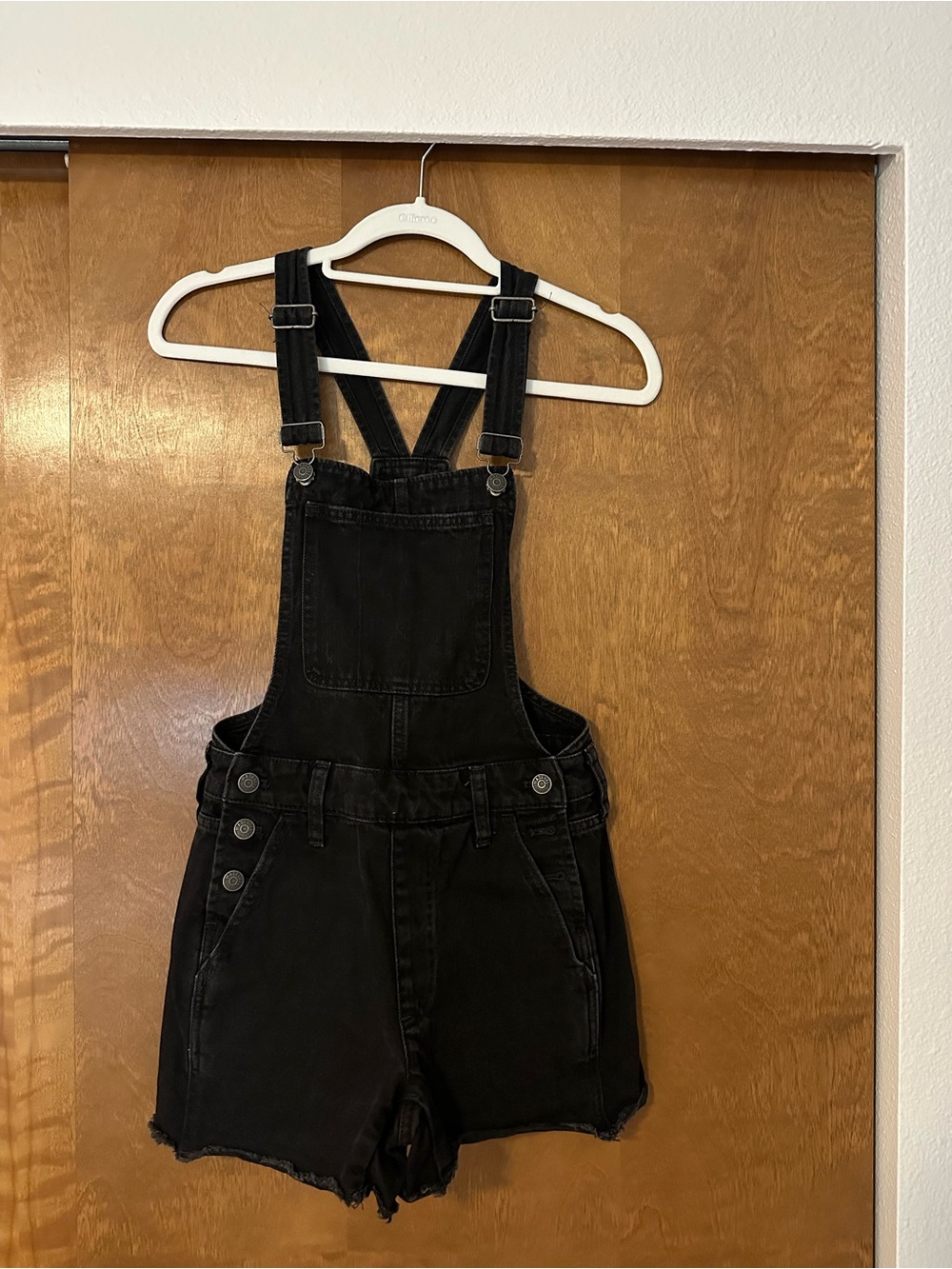 Madewell Black Denim Short Overalls - XXS